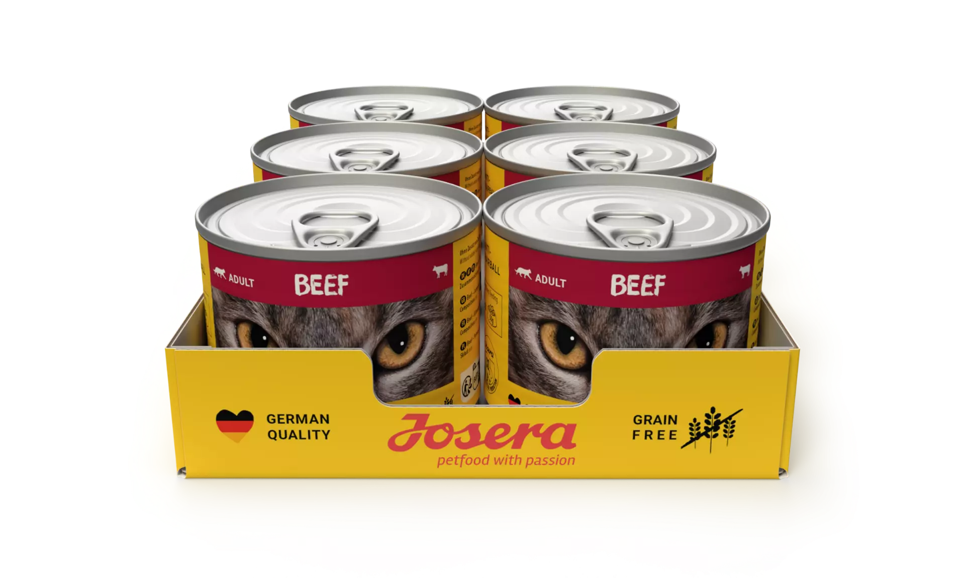 Josera Nassfutter Beef - Abwechslung im Anmarsch: Unser Nassfutter mit saftigem Rind für ausgewachsene Katzen 6x200g
