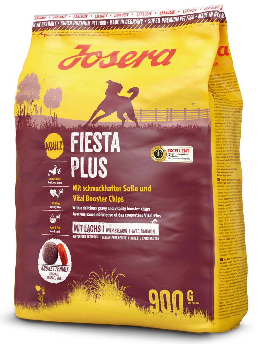 Josera FiestaPlus - Die bunte Mischung für wählerische Hunde mit dem Plus an Vitaminen! 900g