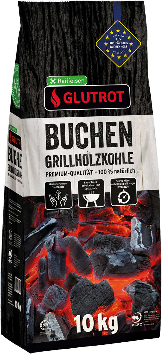 Glutrot Buchen-Grillholzkohle 10kg