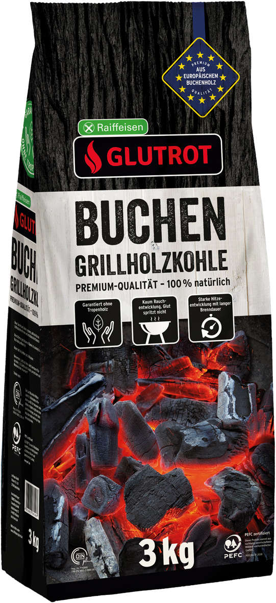 Glutrot Buchen-Grillholzkohle 3kg