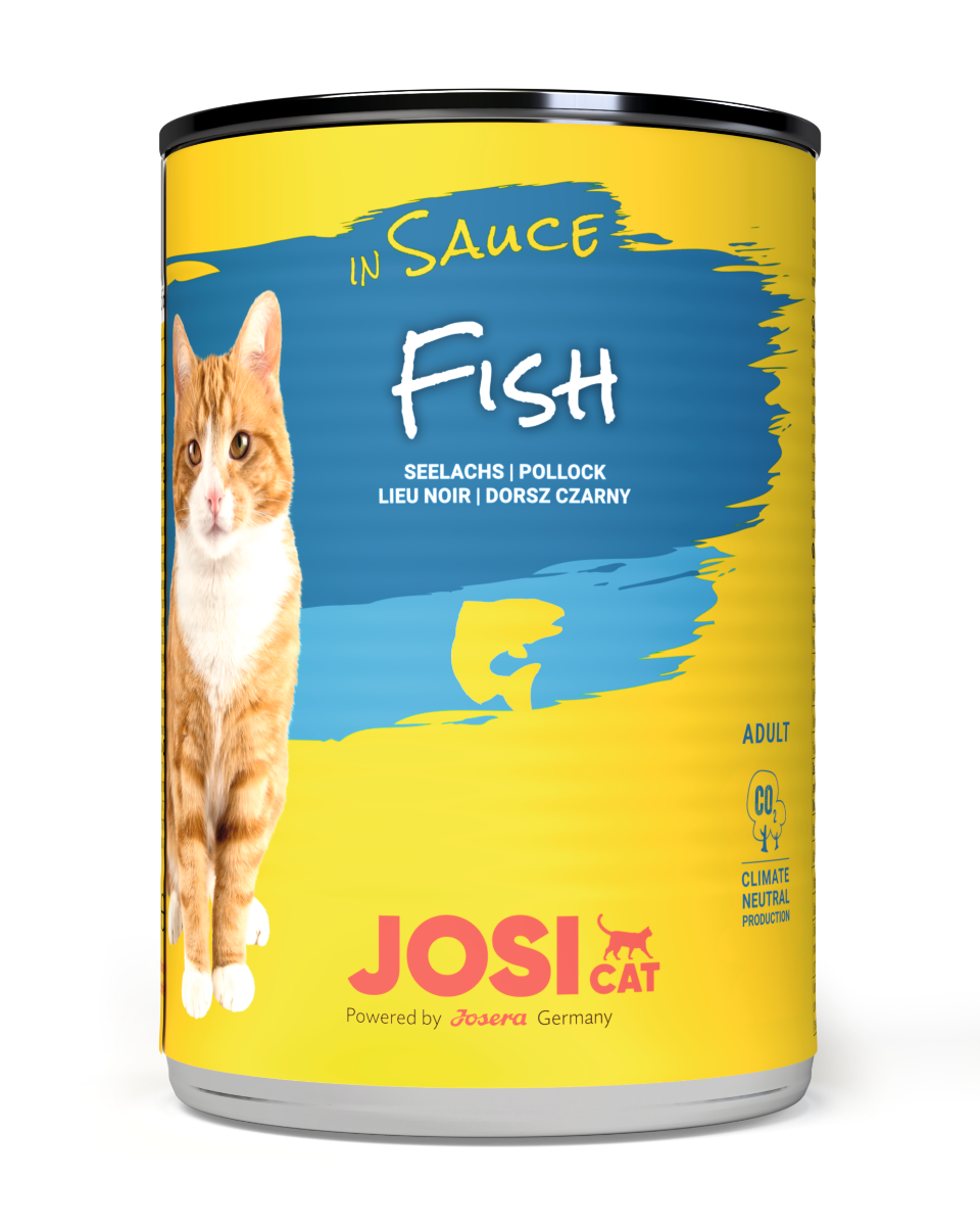 JosiCat Fish in Sauce - Ahoi, feine Häppchen in Sauce mit Seelachs! 12x415g
