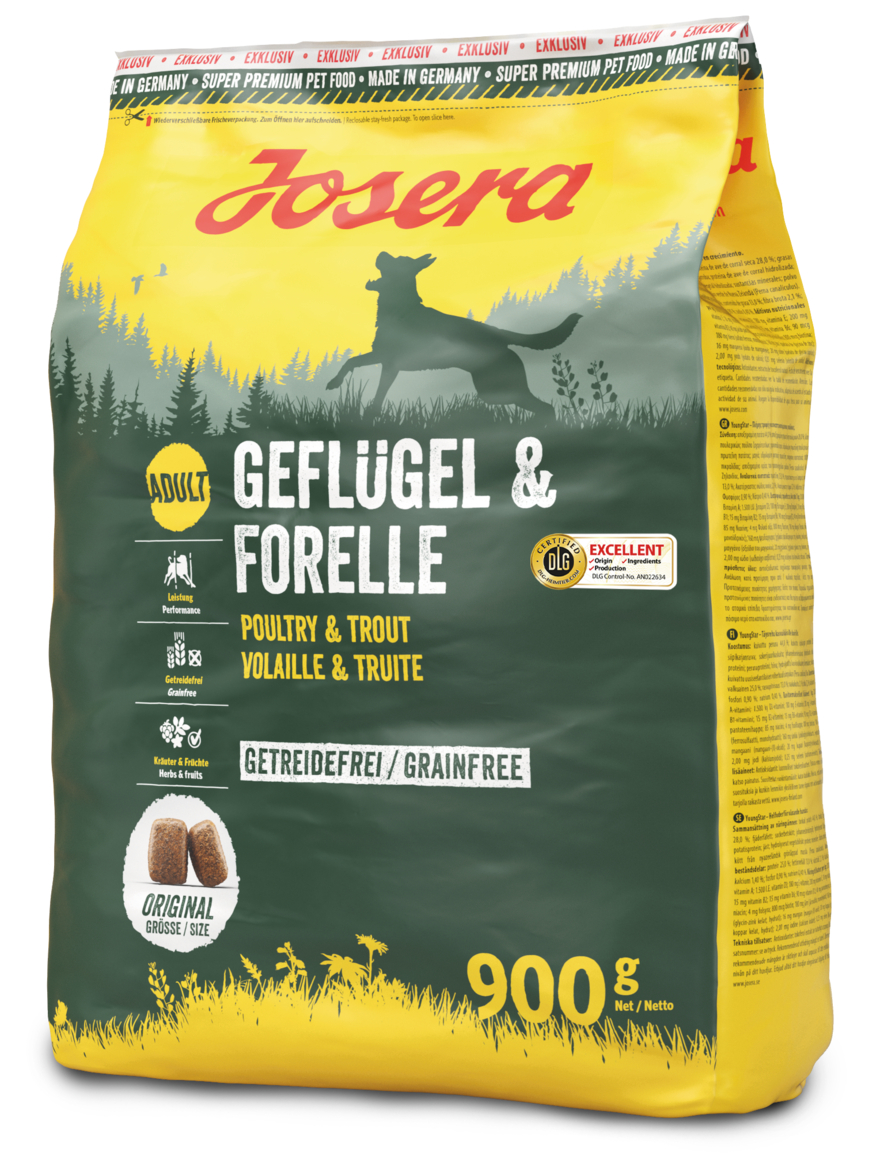 Josera Geflügel & Forelle - Das getreidefreie Menü für aktive Naturliebhaber 900g