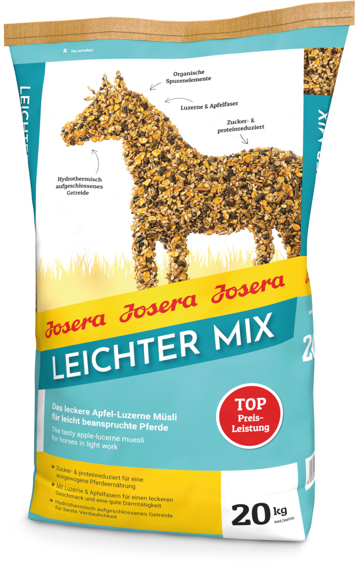 Josera Leichter Mix - Das leckere Apfel-Luzerne Müsli für leicht beanspruchte Pferde Für Pferde in Erhaltung oder leichter Arbeit 20kg